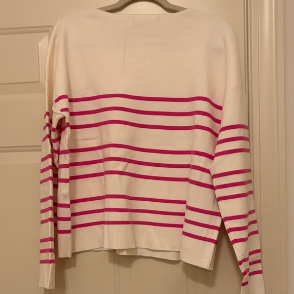 Mango White w/ Fuchsia Stripes Boat-Neck Knitted Sweater/NWT/XXL - Picture 14 of 14